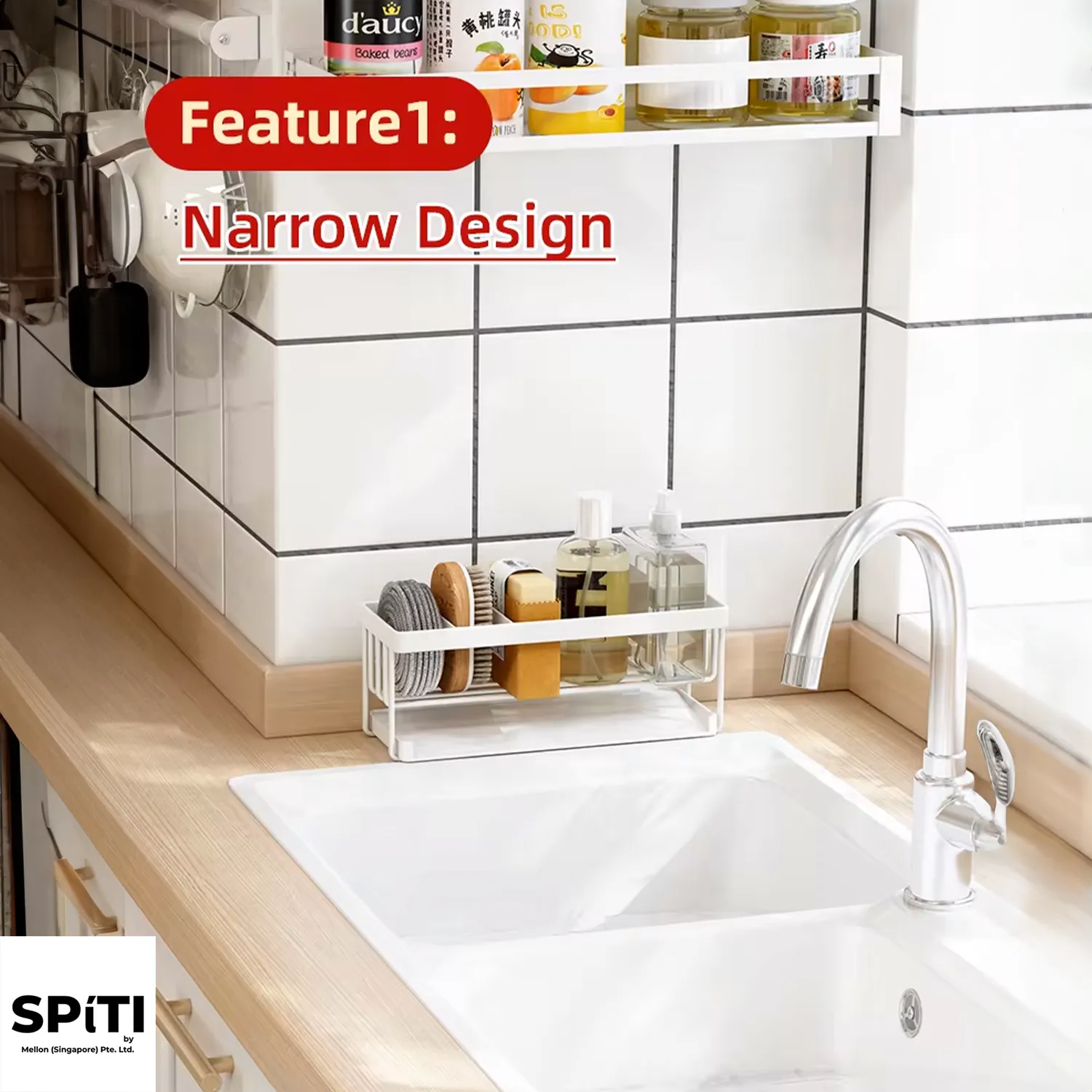 Rak Span Dapur | Bakul Pengatur Sinki Kering Cepat (Hitam | Putih) — Photo 2