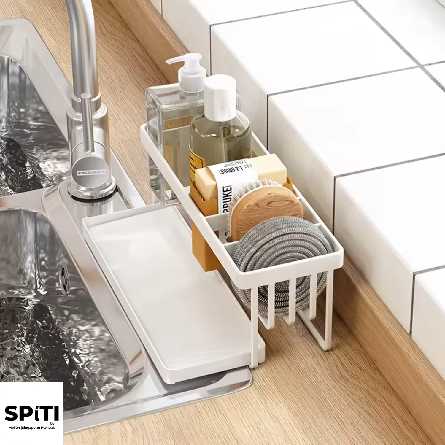 Rak Span Dapur | Bakul Pengatur Sinki Kering Cepat (Hitam | Putih) — Photo 4