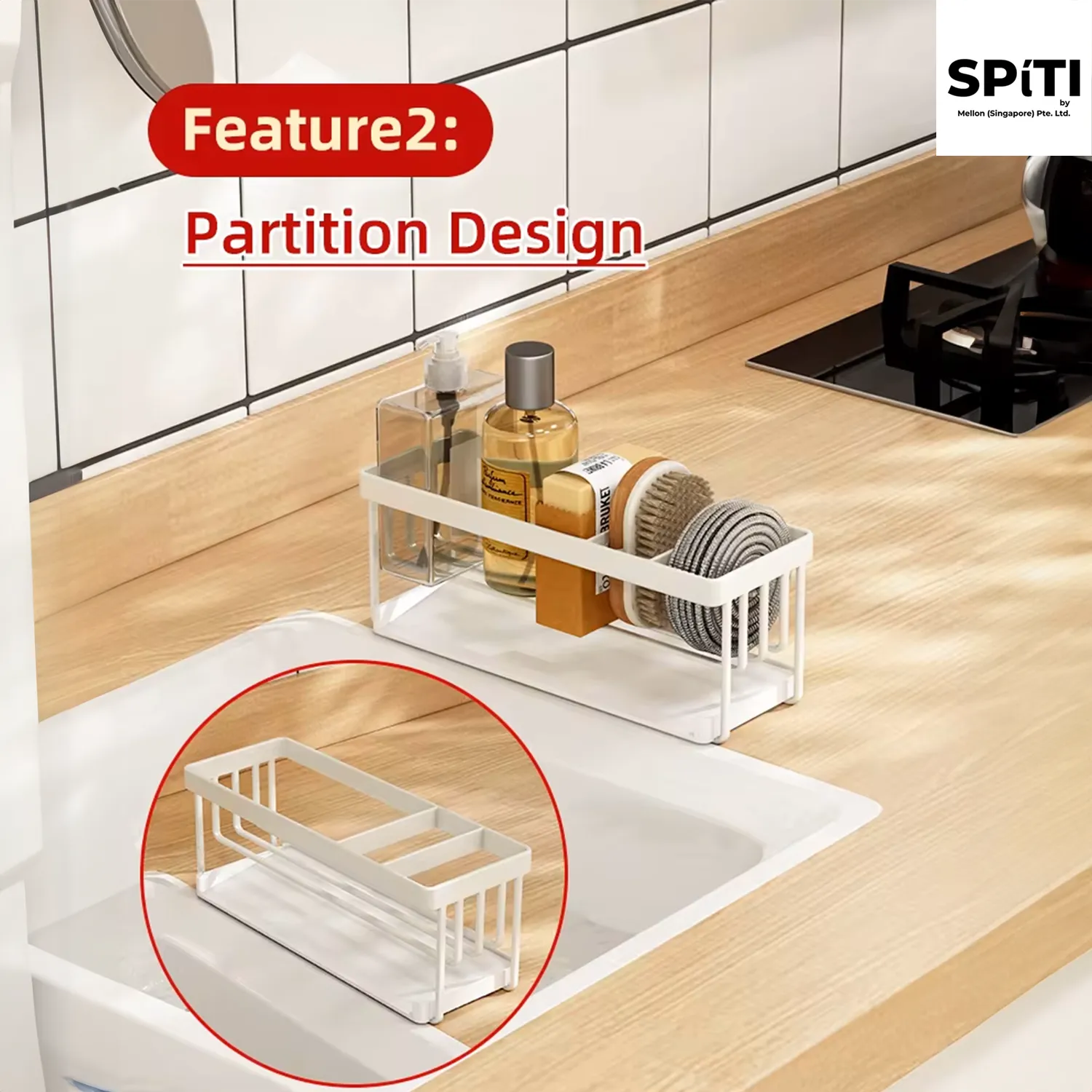 Rak Span Dapur | Bakul Pengatur Sinki Kering Cepat (Hitam | Putih) — Photo 5