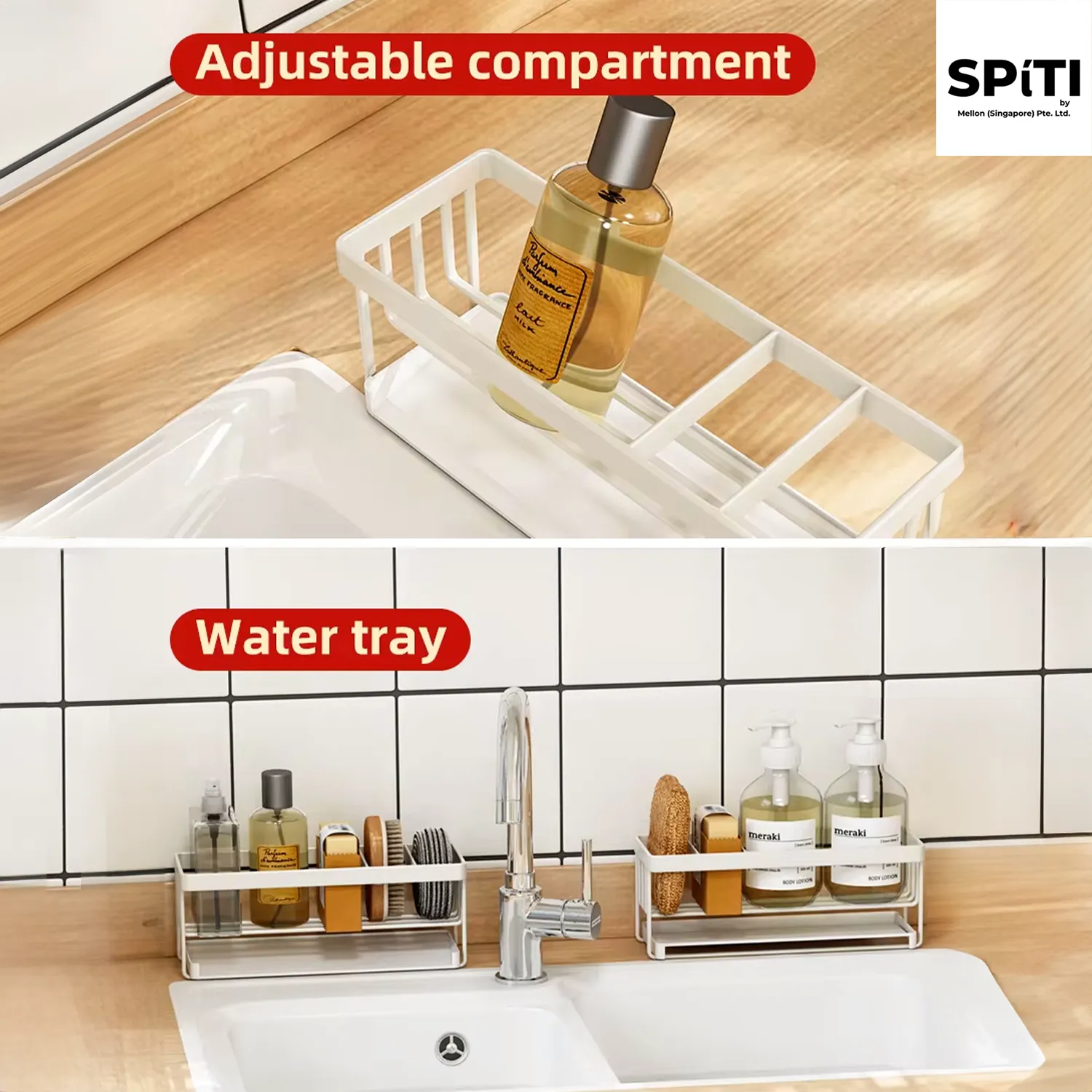 Rak Span Dapur | Bakul Pengatur Sinki Kering Cepat (Hitam | Putih) — Photo 7