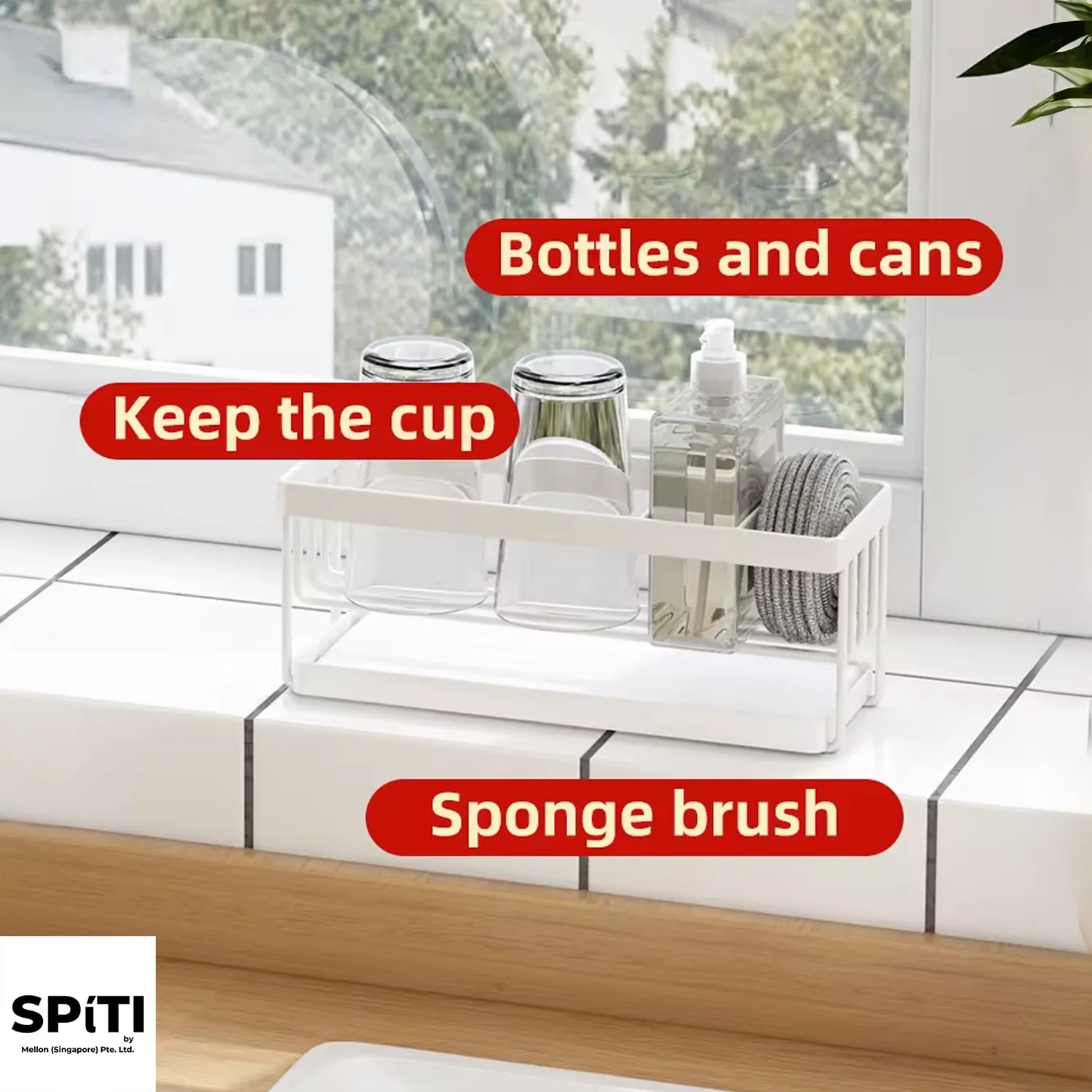 Rak Span Dapur | Bakul Pengatur Sinki Kering Cepat (Hitam | Putih) — Photo 8