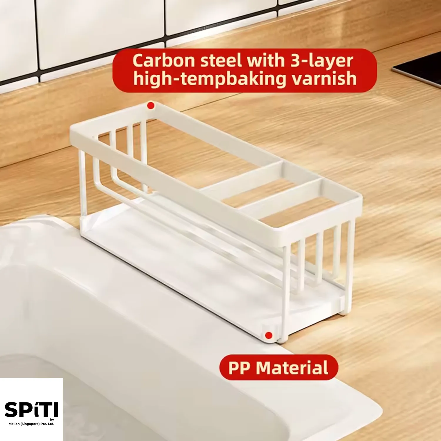 Rak Span Dapur | Bakul Pengatur Sinki Kering Cepat (Hitam | Putih) — Photo 9