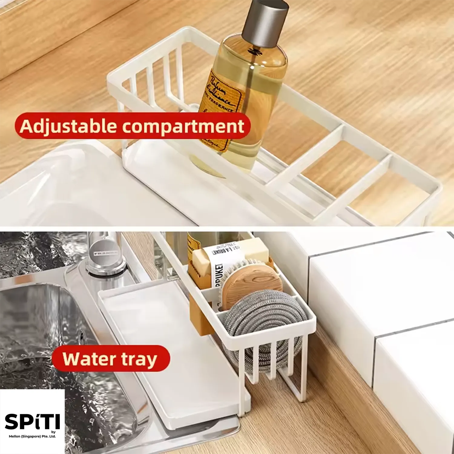 Rak Span Dapur | Bakul Pengatur Sinki Kering Cepat (Hitam | Putih) — Photo 11