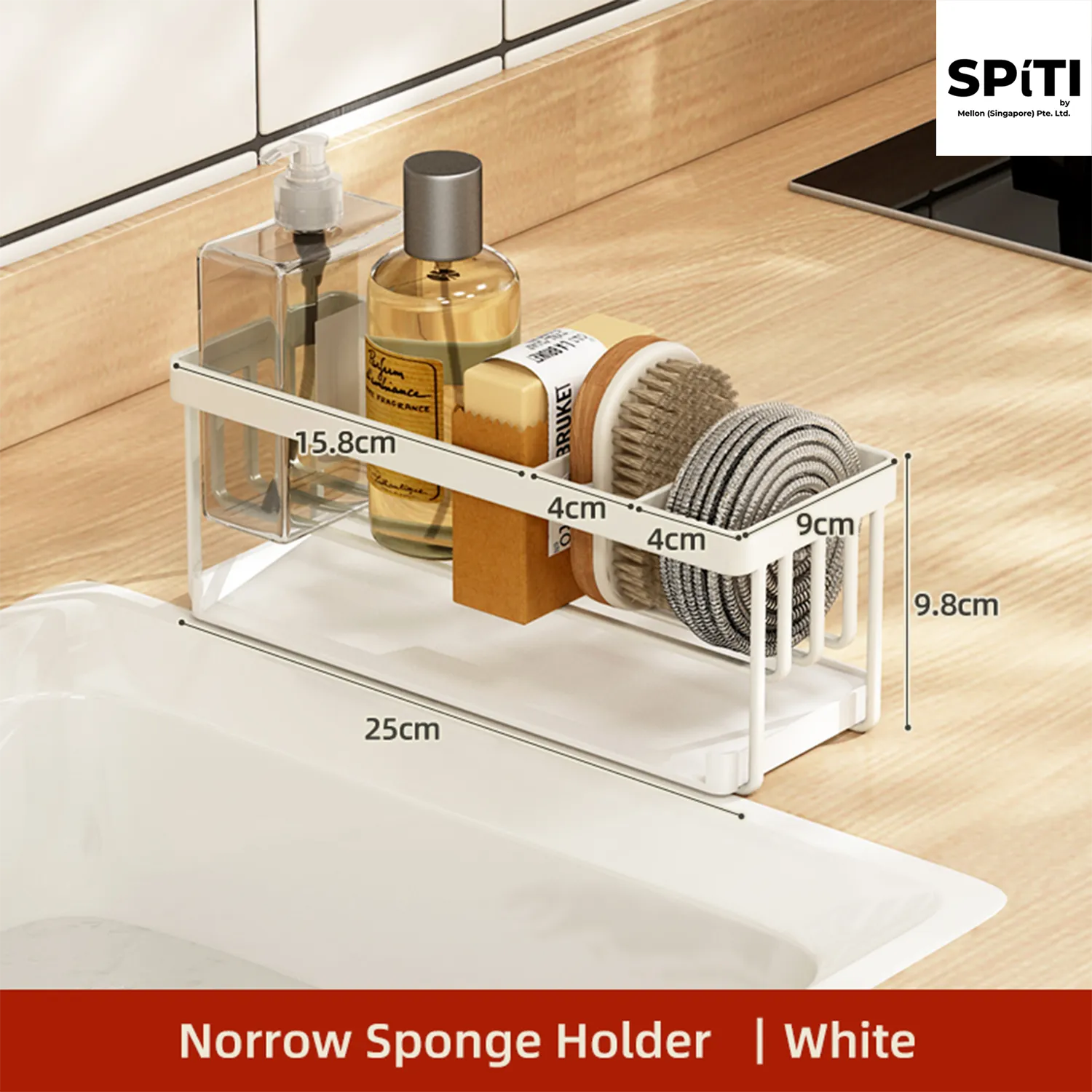 Rak Span Dapur | Bakul Pengatur Sinki Kering Cepat (Hitam | Putih) — Photo 12