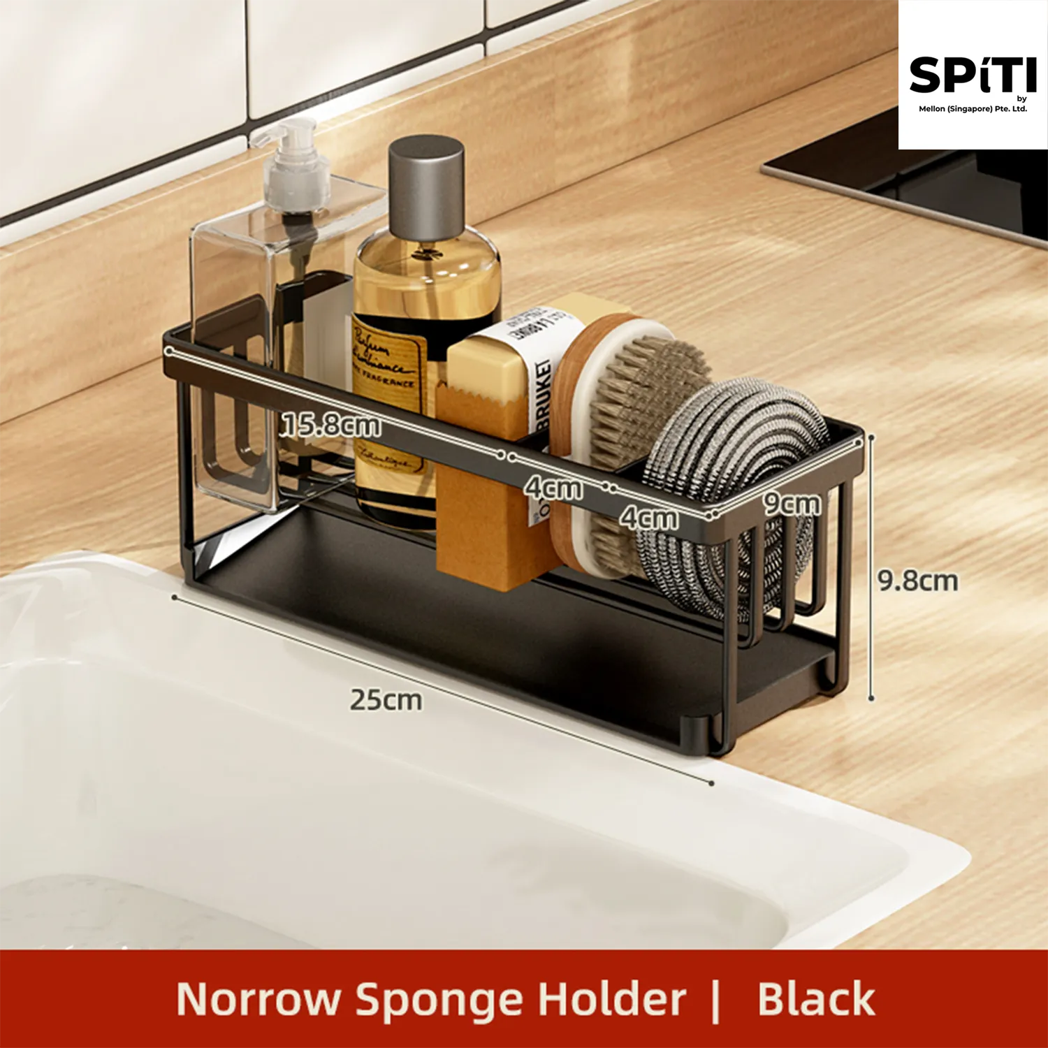 Rak Span Dapur | Bakul Pengatur Sinki Kering Cepat (Hitam | Putih) — Photo 13